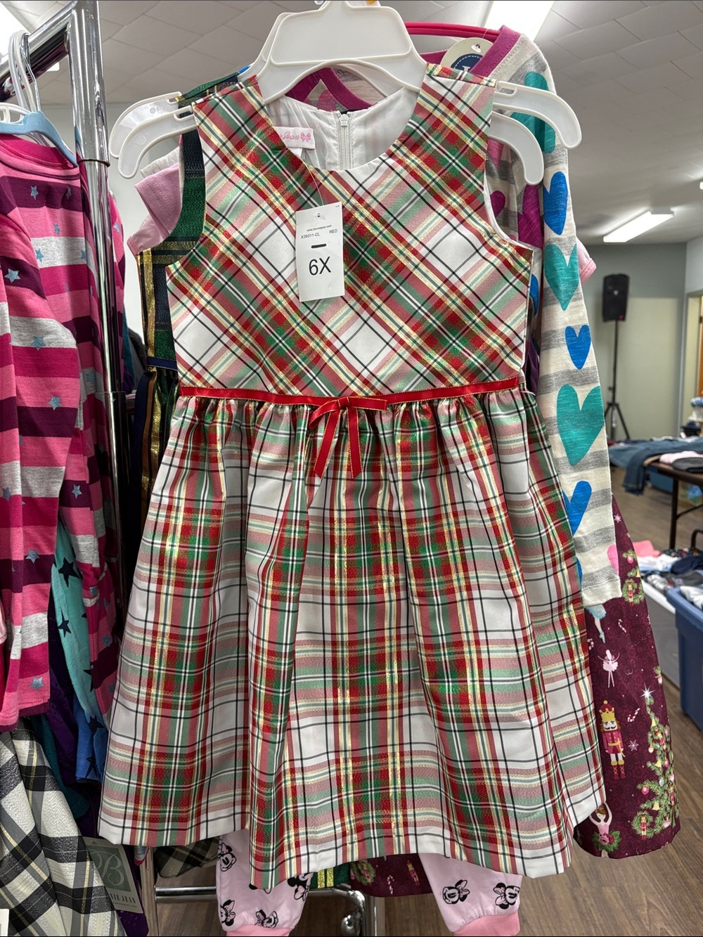 Bonnie Jean Red Green White Plaid Holiday Dress
